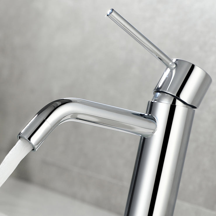 Bathroom Faucet Chrome Single Hole, Single Handle Bathroom Faucets for Sink with Pop Up Drain Assembly and 6 inch Deck Plate