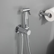 Chrome Handheld Bidet Sprayer for Toilet Warm Water, Stainless Steel Polished Silver Bidet Hand Held Sprayer with Brass Hot and Cold Mixing Valve